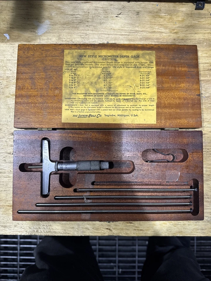 Lufkin 513 深度千分尺 0-6 英寸复古 — 第 1/4 张图片