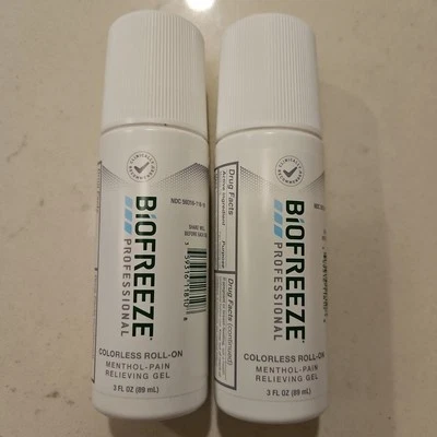 Biofreeze Professional Colorless Roll-On Menthol Relieving Gel 3oz X2 Exp 2027+ - Image 1 of 3