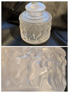 Lalique Les Enfants Cherub Frosted Crystal Perfume Bottle Stopper France 3.5 In - Picture 1 of 12