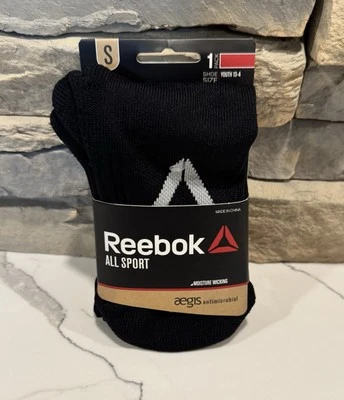 NUEVO CON ETIQUETAS Calcetines Reebok All Sport Absorbentes de Humedad Juveniles 13-4 (S) - Negros  Foto 1 de 4