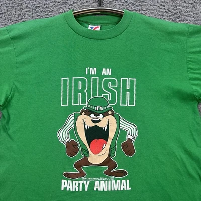 Camisa De Colección Diablo Tazmaniano Talla Grande Looney Tunes Puntada Única Irlandesa de San Patricio Foto 1 de 4