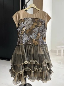 LESY LUXURY FLOWER Girls Black & Gold Tulle Party Dress - Picture 1 of 7