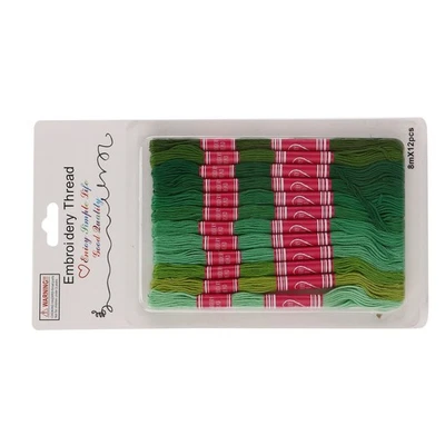 12Pcs Embroidery Thread Gradient Polyester Line Embroidery (Green Series) - Image 1 of 4