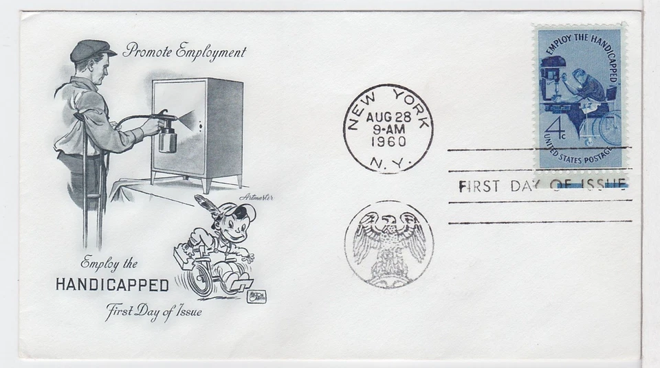 TurtlesTradingPost- Employ The Handicapped 1960 Pinocchio-  #1155  FDC Artmaster - Image 1 of 1