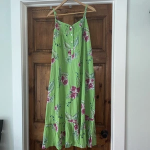 La Cera Nachthemd Kleid Damen M weiß grün Blumen Knopfleiste Haus Mumu Terrasse - Bild 1 von 7