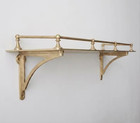 Brass Wall Mounted Shelf with Rail, Modern Floating Gallery Ledge Storage