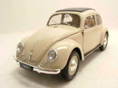 VW BEETLE CLASSIC TETTO CHIUSO 1950 BREZELFENSTER IVORY WELLY 18040 1/18 METALLO - Immagine 1 di 4