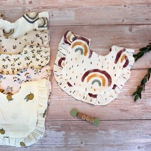 6 Baby muslin BIBS, drool bibs soft and absorbent cotton, baby and toddler - Picture 1 of 10