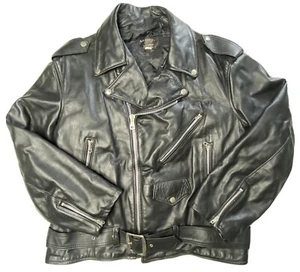 Vintage Gregory & Sons Genuine Leather Men's Motorcycle Jacket - 48 Made in USA - Picture 1 of 7