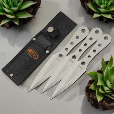 Throwing Knife Set | 3 Pack 6" Overall Length Silver Kunai Slim Throwers Sheath - Image 1 of 4