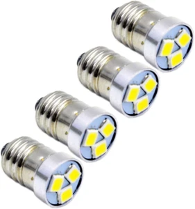 4Pcs 3V 6V 12V E10 LED Bulb 3030 3SMD White LED Replacement Bulb Upgrade for Fla - Picture 1 of 12