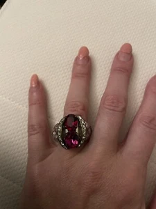 Anillo Hecho a Mano Colorido Cristal Swarovski Ovalado Rosa, Talla 6 Vintage Boho Festivo - Imagen 1 de 5