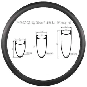 700C Carbon Road Bike Rim 23mm Wide 38/50/60mm Depth Clincher 12-36 Holes - Picture 1 of 10