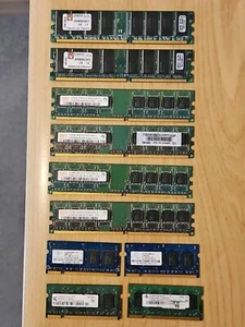 Bundle of PC / Laptop RAM Memory x 10 Sticks - Kingston, Hynix, Nanya 512mb - Afbeelding 1 van 9
