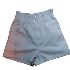 NUEVO CON ETIQUETAS H&M Bolsa de Papel Pantalones Cortos Mujer Talla 6 Tostado Caqui Cintura Alta Puños NUEVO - Imagen 1 de 11