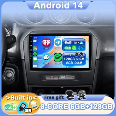DAB+ PARA SUZUKI VITARA 2015-2020 ANDROID 14 RADIO COCHE GPS NAVEGACIÓN AHD CARPLAY 128GB