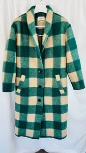 Isabel Marantz Etiole Green Wool Check Plaid Coat Sz 0 - Picture 1 of 9