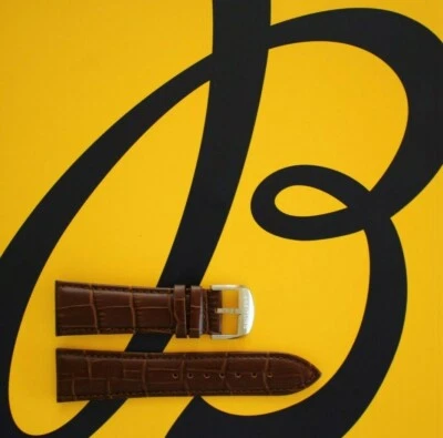 24-20 MARRÓN COCODRILO PANTORRILLA ESPIGA HEBILLA CORREA DE RELOJ CORREA DE RELOJ PARA WIDELING Foto 1 de 4