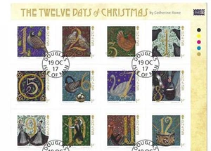  ISLE OF MAN 2017 12 DAYS OF CHRISTMAS SELF ADHESIVE SET OF 12 FINE USED - Picture 1 of 1