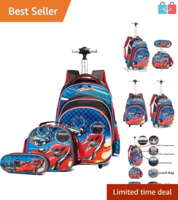 Lightweight Water-Resistant Rolling Backpack for Boys - Ideal for School Trips - Image 1 of 4