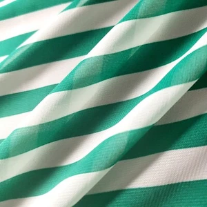 Kelly Green Stripe Chiffon Fabric 58" By The Yard Half Inch Stripe - Picture 1 of 8
