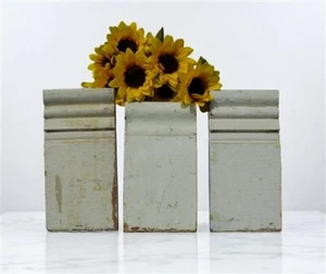 3 Plinth Blocks, Door Trim Molding, Architectural Salvage Antique Wood Trim C16 - Picture 1 of 8