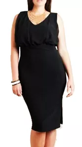 Women Black Work Party Pencil Dress Size 10 12 14 16 18 20 22 24 NEW - Picture 1 of 1