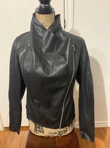 Blank NYC Small asymmetrische Damen-Motorradjacke schwarz ausgefallen neu ohne Etikett Leder - Bild 1 von 14