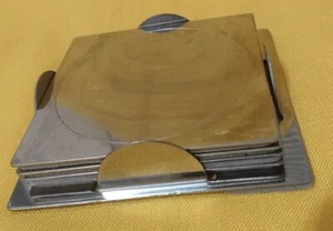 IKEA stainless steel coasters 3.25" Square With Holder- set of 4 Made In India - Picture 1 of 8