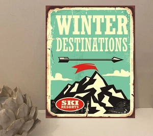 1x Ski Winter Rustic Retro Metal Plaque Sign Gift House Novelty (mt56) - Picture 1 of 4
