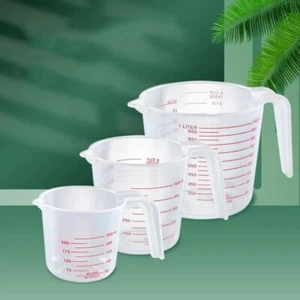 250/500/1000 ml 3 Pcs Transparent Plastic Graduated Measuring Cups Kitchen Bakin - Picture 1 of 11