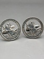 Signed Swift Fisher .925 Sterling Silver Saint Christopher Cufflinks New No Tags