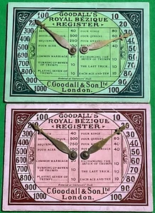 2 x Old Antique Goodall * BEZIQUE REGISTERS Playing Cards Game Markers Scorers 6 - Picture 1 of 3