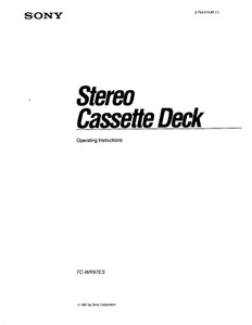 Sony TC-WR97ES Tape Deck Instruction Owners Manual - Bild 1 von 1