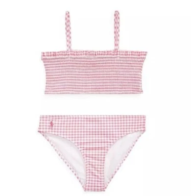 NUEVO Nuevo con etiquetas Ralph Lauren POLO Niñas Rosa Guinga 2 Piezas Bikini Traje de Baño Talla 8 $65 Foto 1 de 2