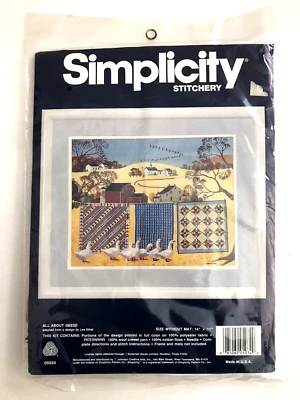 SIMPLICITY STITCHERY "All About Geese" 14x11 Clothesline NEEDLEWORK KIT NEW NIP - Image 1 of 4