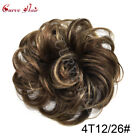 Real Soft Curly Messy Bun Hair Piece Elastic Wrap Highlight Updo Hair Extension 