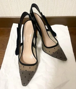 Dior Pumps Heel Dot Lace Black EU35.5/US5.5 Used Excellent+ Condition Auth JAPAN - Picture 1 of 15