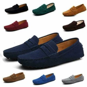 Mens Driving Suede Shoes Loafers Moccasins Slip On Round Toe Comfort Casual Chic - Picture 1 of 22