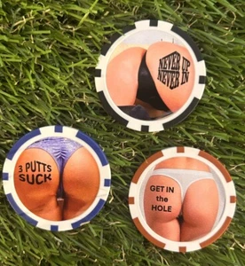 3 X Sexy Magnetic Clay Poker Chips - Golf Ball Markers - Funny - UK Seller - Picture 1 of 5