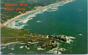 Vintage OR Postcard Yaquina Head Lighthouse Oregon Coast Aerial Light House - Picture 1 of 2