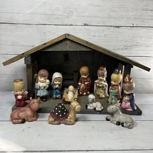 13pc Holiday Gatherings Porcelain Nativity Manger Scene Wise Men Mary Jesus Cow - Picture 1 of 13