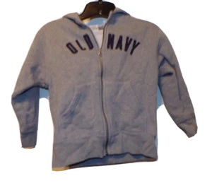 Old Navy gray Boys hood lined sweater size 6 BIG zip stitch letters R1 - Picture 1 of 4
