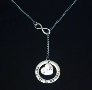 Son Angel Forever In My Heart Memorial Loss Infinity Lariat Style Necklace - Picture 1 of 5