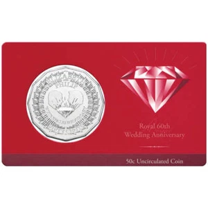 2007 Royal 60th Wedding Anniversary 50 Cent Uncirculated Coin - Imagen 1 de 2
