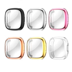Watch Protective Case Anti-Scratch TPU Plating Frame Cover for Fitbit Versa 4 - Picture 1 of 17