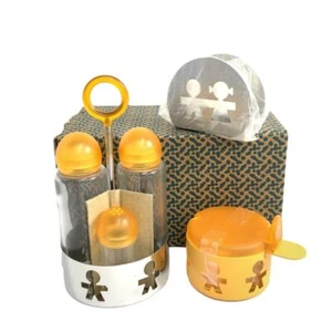 Alessi Girotondo Oil Vinegar Spice Shaker & Sugar Pot Napkin holder Orange - Picture 1 of 7