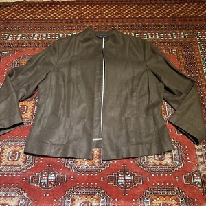 lands end size 10 brown 100% linen jacket - Picture 1 of 2