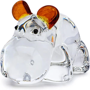 2.5 Inch Crystal Hippo Figurine Glass Wildlife Paperweight Art Animal Lover Gift - Picture 1 of 12