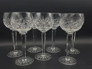 7x Beautiful Cut Glass Crystal Tall Hock Wine Glasses - Picture 1 of 6